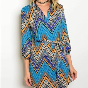 Blue Mustard Chevron Dress